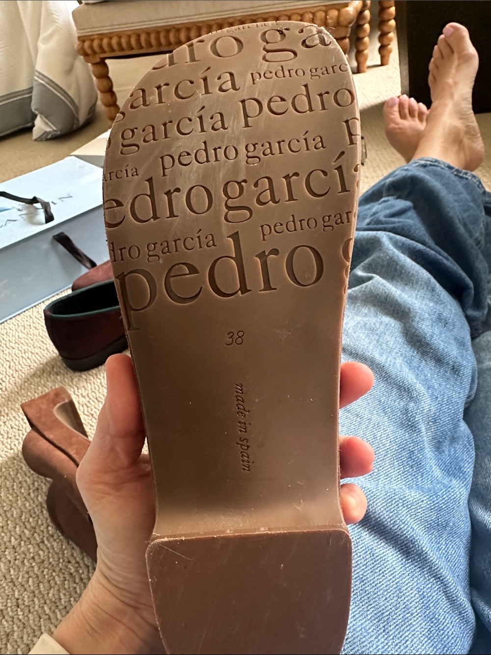 Pedro Garcia Rust Brown Suede Platform Slide Mules - Picture 3 of 5